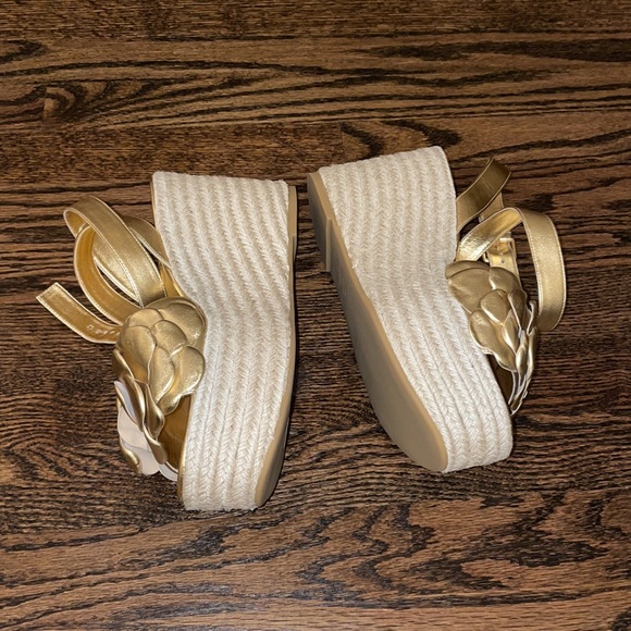 BNIB VALENTINO GARAVANI ATELIER 03 ROSE EDITION GOLD WEDGE ESPADRILLES 10 US - Picture 4 of 10